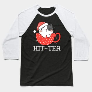 Christmas Cat Santa Kit Tea Baseball T-Shirt